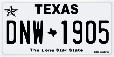 TX license plate DNW1905