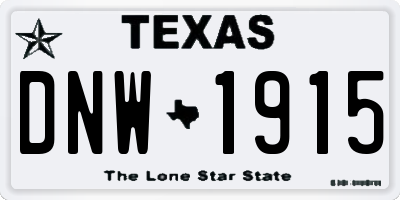 TX license plate DNW1915