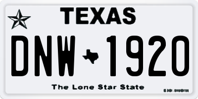 TX license plate DNW1920