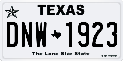 TX license plate DNW1923
