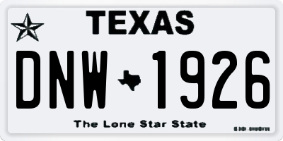 TX license plate DNW1926
