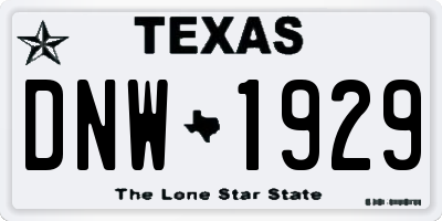 TX license plate DNW1929