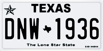 TX license plate DNW1936