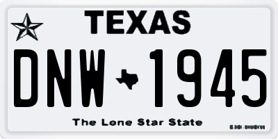 TX license plate DNW1945
