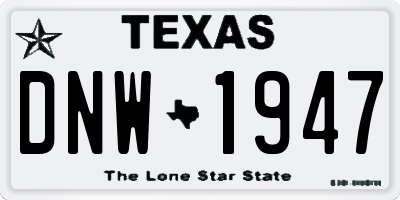 TX license plate DNW1947