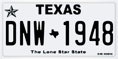 TX license plate DNW1948