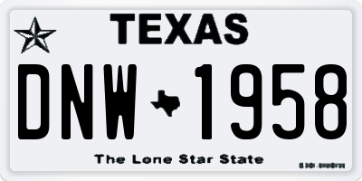 TX license plate DNW1958