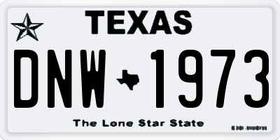 TX license plate DNW1973