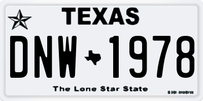 TX license plate DNW1978