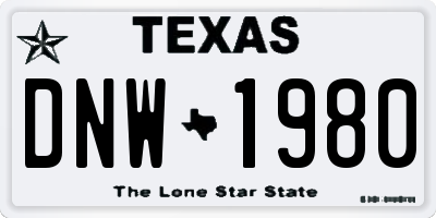 TX license plate DNW1980