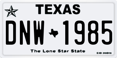 TX license plate DNW1985