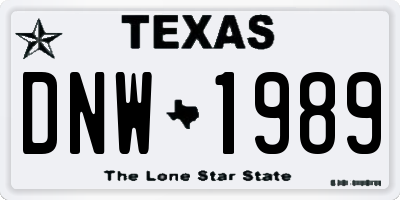 TX license plate DNW1989