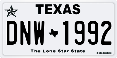 TX license plate DNW1992
