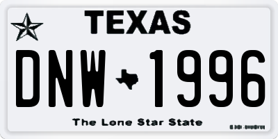 TX license plate DNW1996