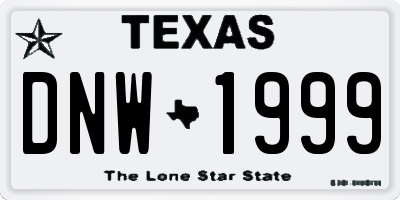 TX license plate DNW1999