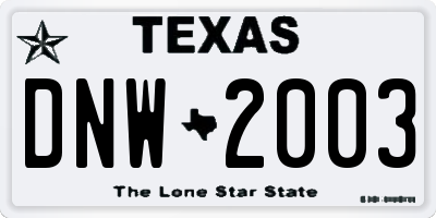 TX license plate DNW2003