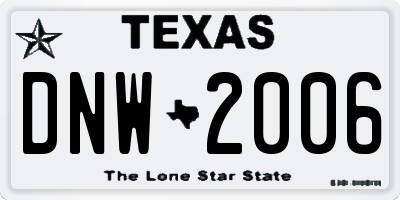 TX license plate DNW2006