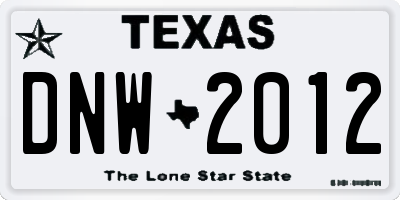 TX license plate DNW2012