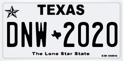 TX license plate DNW2020
