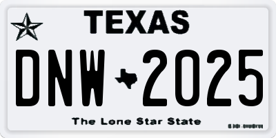 TX license plate DNW2025