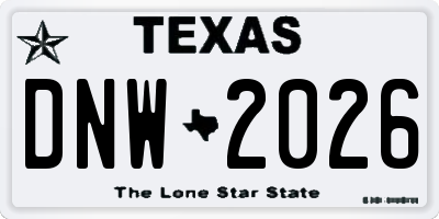 TX license plate DNW2026