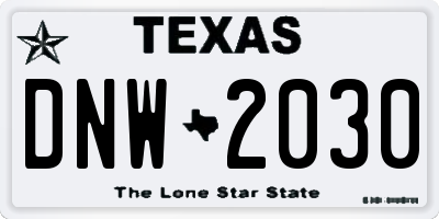 TX license plate DNW2030