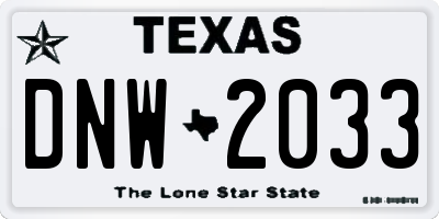 TX license plate DNW2033