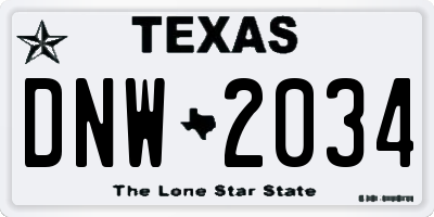 TX license plate DNW2034