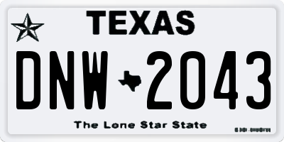 TX license plate DNW2043