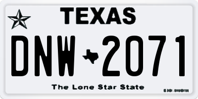 TX license plate DNW2071