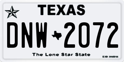 TX license plate DNW2072