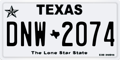 TX license plate DNW2074