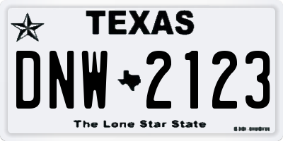 TX license plate DNW2123