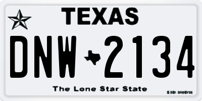 TX license plate DNW2134