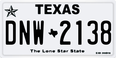TX license plate DNW2138