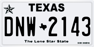 TX license plate DNW2143