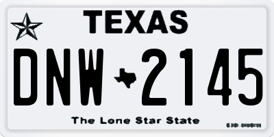 TX license plate DNW2145