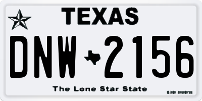 TX license plate DNW2156
