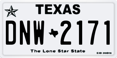 TX license plate DNW2171