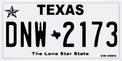 TX license plate DNW2173