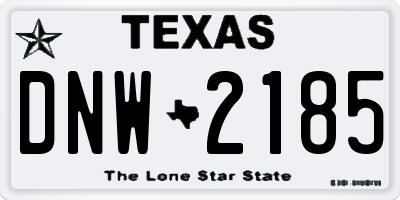 TX license plate DNW2185