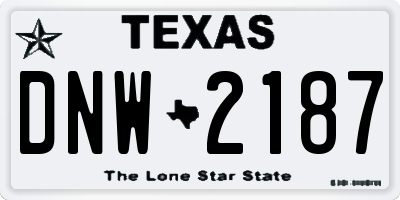 TX license plate DNW2187