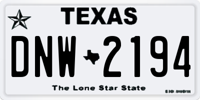 TX license plate DNW2194