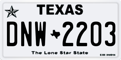 TX license plate DNW2203