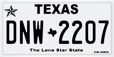 TX license plate DNW2207