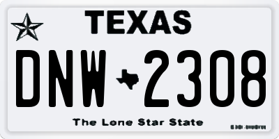 TX license plate DNW2308