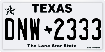 TX license plate DNW2333