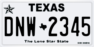 TX license plate DNW2345