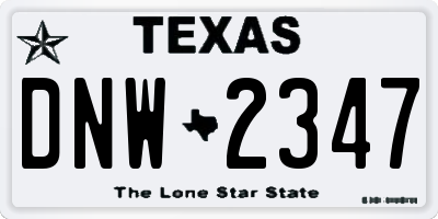 TX license plate DNW2347