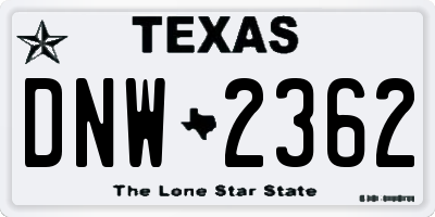 TX license plate DNW2362